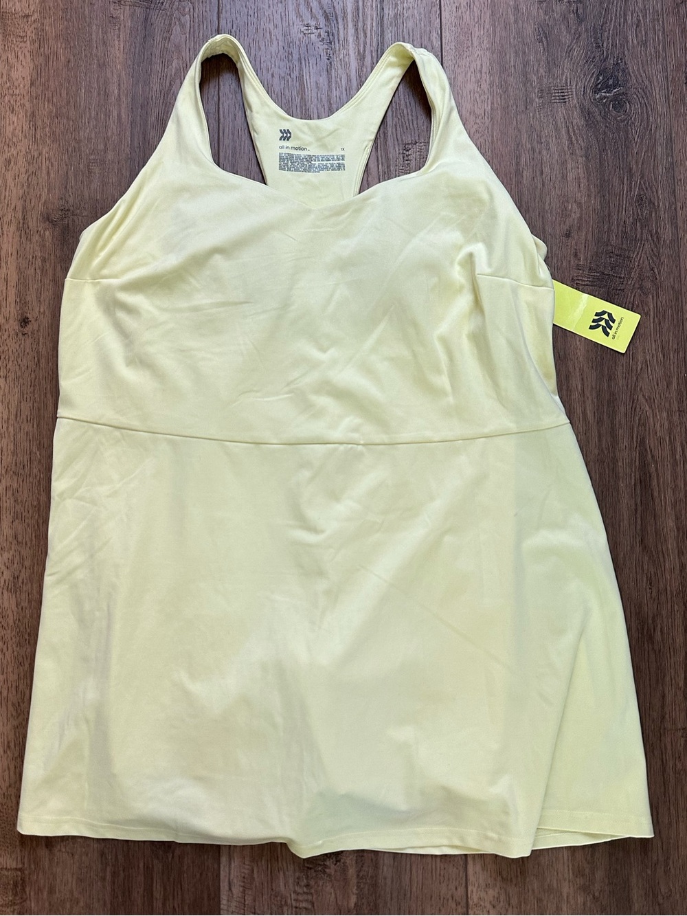 NWT! All in Motion Athletic Dress, Skort, Workout, Athleisure, Pale Yellow, 1X